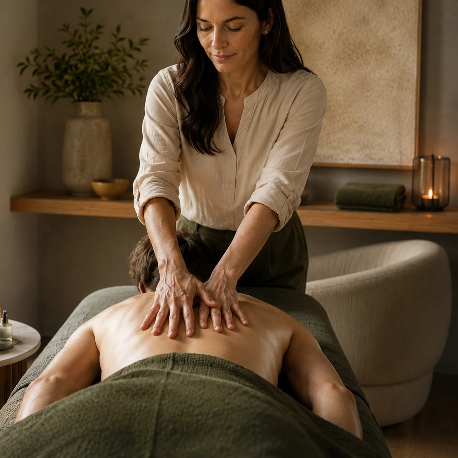 A calming massage therapy session at Restore Body & Mind Studio
