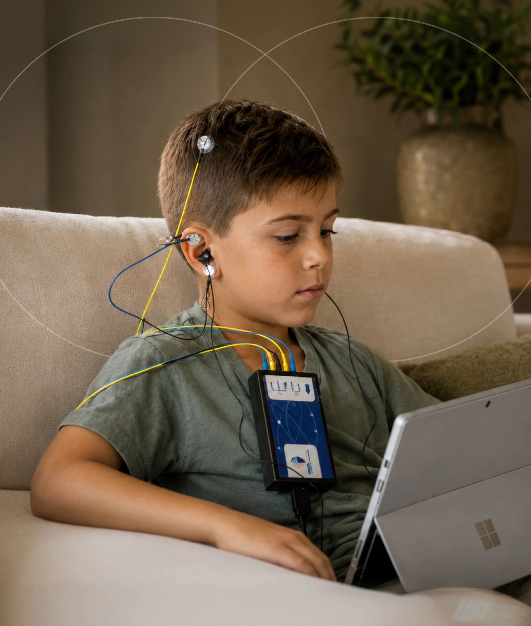 A guest relaxing during a NeurOptimal® neurofeedback session