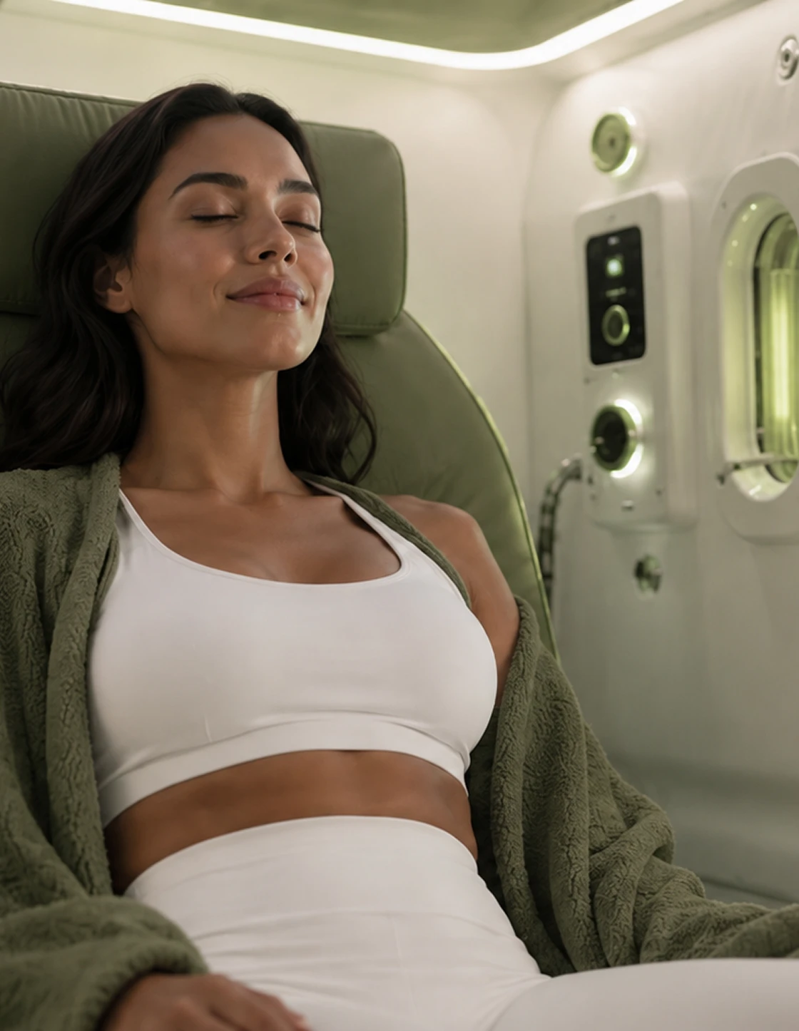 Resting comfortably during a hyperbaric session